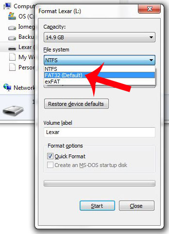 how to format sandisk usb